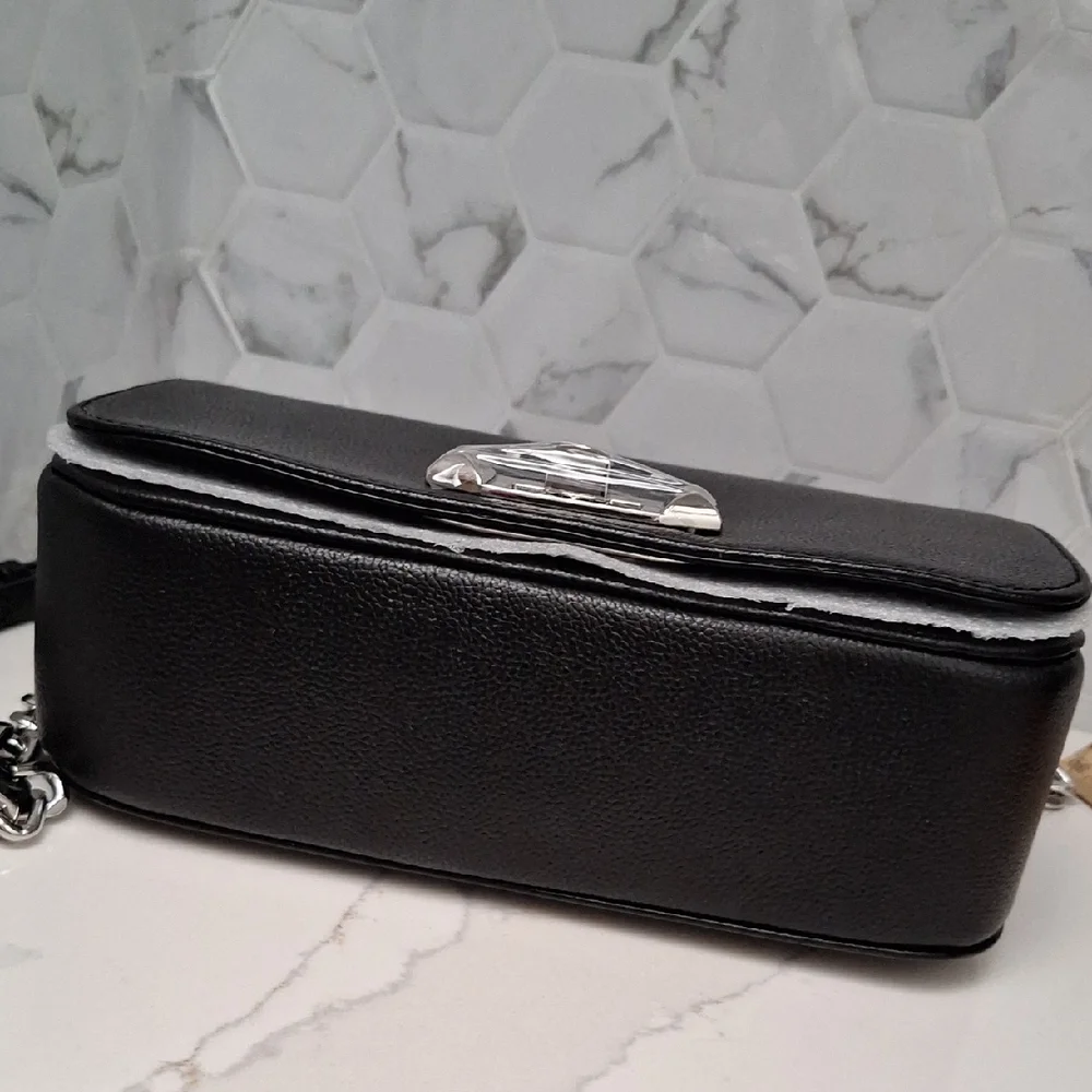 Rebecca Minkoff Black Crossbody Bag with Silver Chain - Picture 13 of 14